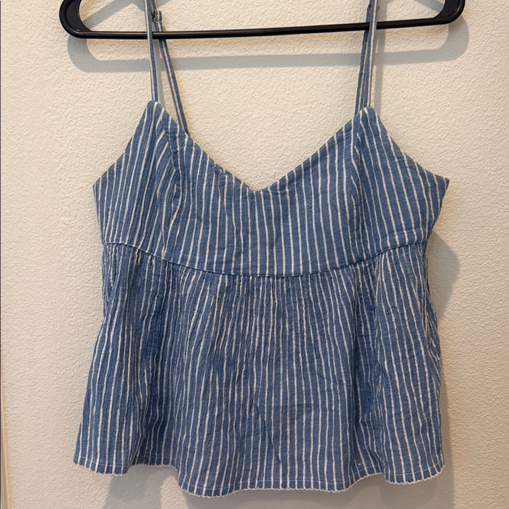 Abercrombie & Fitch Blue Striped Women's Top (ties in the back)